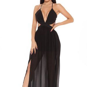 SBetro Long Black Open Back Dress NWT Sz S